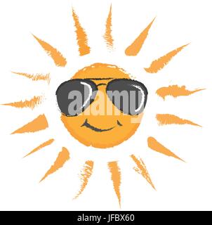 isolated, summer, summerly, illustration, cartoon, vector, sunglasses, Stock Vector
