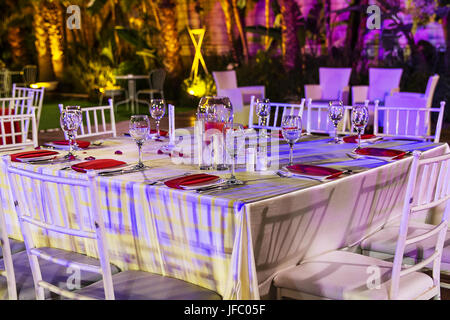 Festively decorated table . Stock Photo