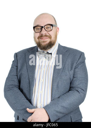 Smiling bearded man in a full jacket. Stock Photo