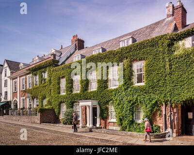 20 June 2017: Exeter, Devon, UK - Houses in Cathedral Close, Exeter, across the Green from the Cathedral. Stock Photo