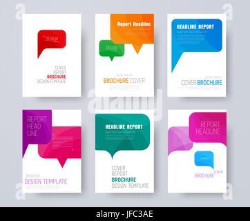 set of A4 covers with multi-colored bubbles talking. Template of a white flyer in a minimalist style. Vector illustration Stock Vector