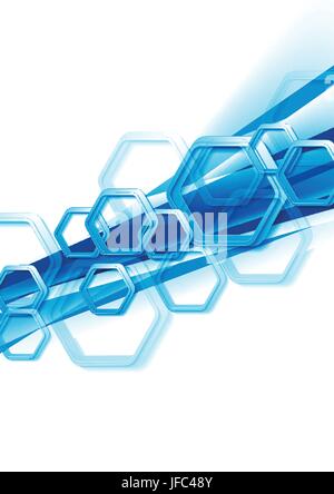 Bright blue and white hexagons abstract tech geometric background ...