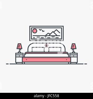 Bedroom with bed Stock Vector