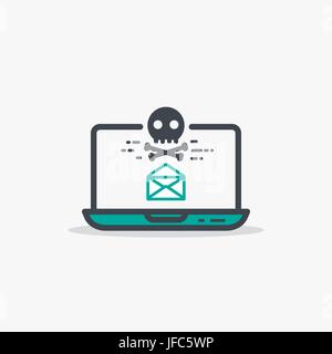 Opened email and malware laptop Stock Vector