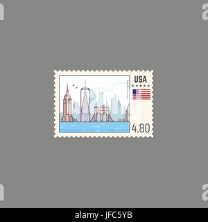 Postage stamp of New York Stock Vector