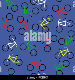 Colored Bicycles Silhouettes Seamless Pattern Stock Photo