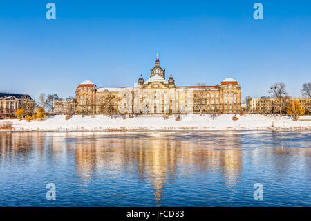 Saxon State Chancellery in Dresden in winter Stock Photo