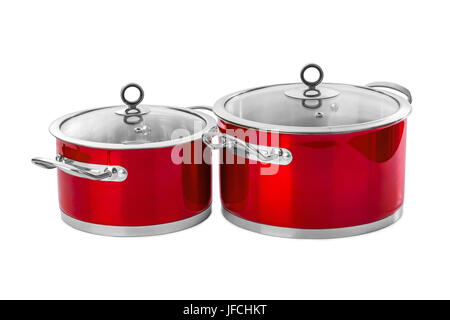 Red steel pans Stock Photo