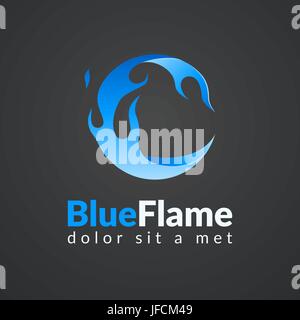 Circle flame logo. Sphere fire icon. Modern stylized flame. Oil and gas logo vector. Stock Vector