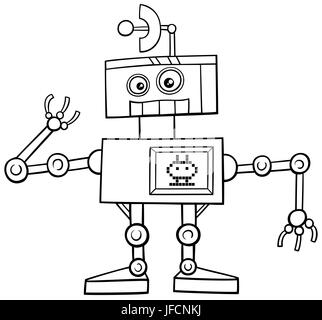 funny robot coloring page Stock Photo - Alamy