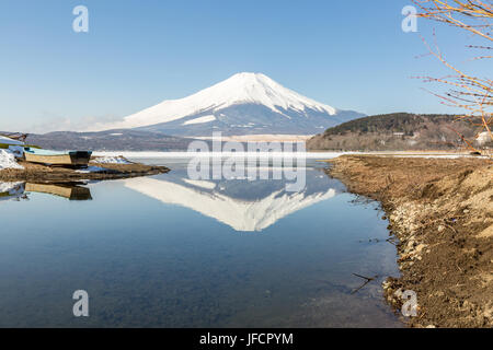 Winter Mount Fuji Yamanaka Lake Stock Photo