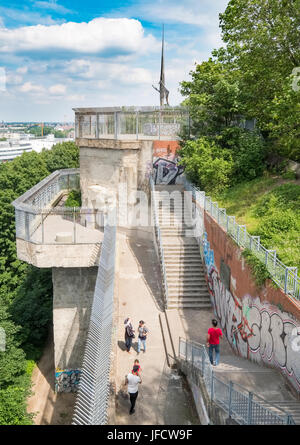 Former Second World War Flak tower at Gesundbrunnen Park in Berlin, Germany Stock Photo