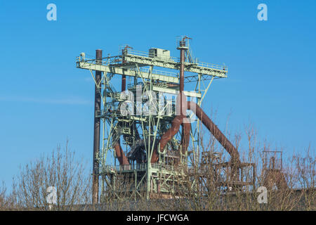 View blast furnace of an old steel mill Stock Photo