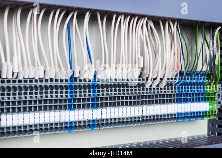 wiring in the control cabinet Stock Photo