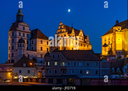 Renaissance castle, Neuburg castle, night shot, Neuburg on the Danube, Upper Bavaria, Bavaria, Germany Stock Photo