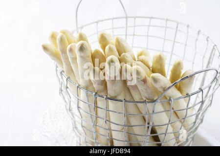 White Asparagus in Basket Stock Photo