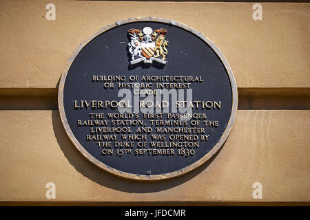 Liverpool Road former railway station Liverpool Manchester Railway world's first inter-city passenger railway station dating to 1830 Grade 1 listed Stock Photo