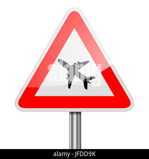 Road Sign Airplane Stock Photo