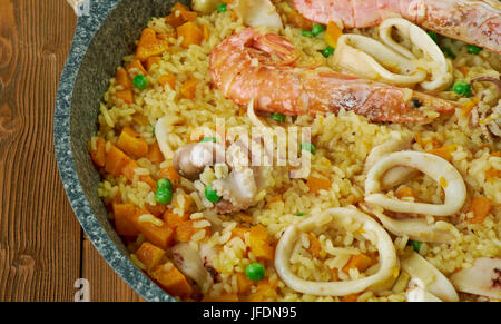 seafood paella Marinera Stock Photo