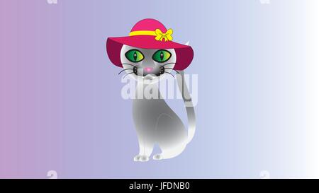 A semi-abstract gray cat with a hat. Stock Vector