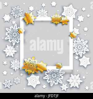 Gold snowy card Stock Vector