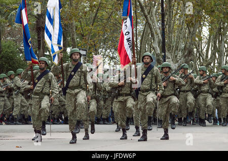 CANELONES, URUGUAY - MAY 18, 2017: parade of the army of Uruguay. Stock Photo