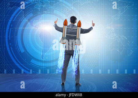 Man with jet pack in business concept Stock Photo
