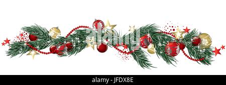 Christmas garland and glitter full vector banner Stock Vector