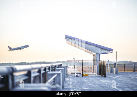 airport parking and sunny blue skies Stock Photo