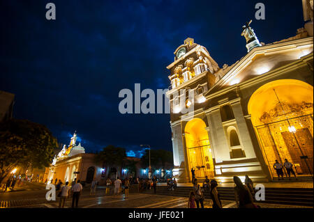 Cathedral of Cordoba at night, Argentina, South America Stock Photo