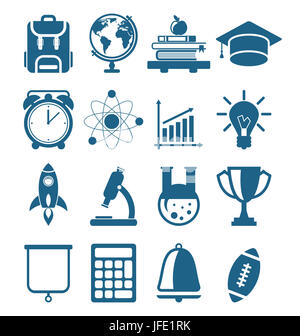 Illustration  High School and College Education Minimal Icons, Isolated on White Background - Stock Photo