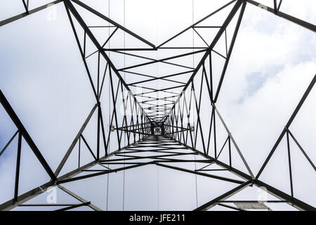 Bottom view of a electricity tower Stock Photo