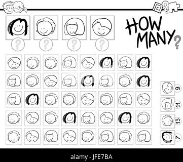 counting kids coloring page Stock Photo - Alamy