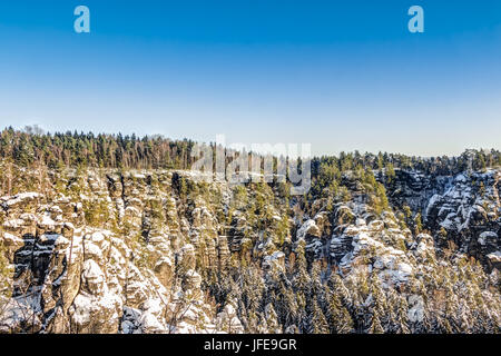 Saxon switzerland in winter Stock Photo