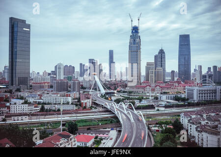 curved viaduct in tianjin Stock Photo