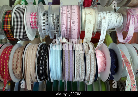 Ribbons in the sewing shop Stock Photo