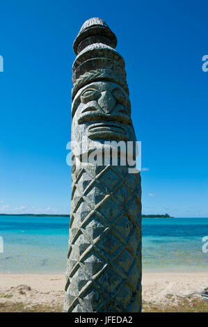 Traditional wood carving at the Ile des Pins, New Caledonia, Melanesia, South Pacific Stock Photo