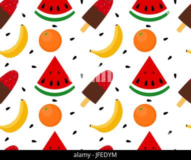 Seamless texture of ice cream with fruit assortment Stock Vector