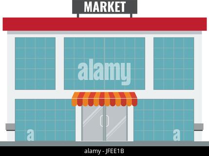 Shops and stores icon in flat and solid color design style. Vector Stock Vector