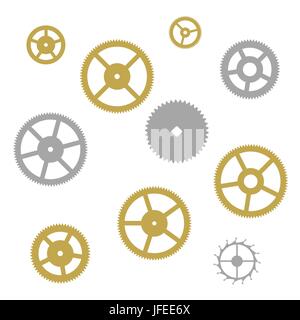 Gear collection clock machine wheels. Vector illustration. Stock Vector