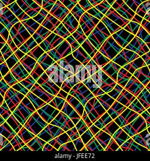 Intricate colored wires abstract seamless pattern. Vector illustration. Stock Vector
