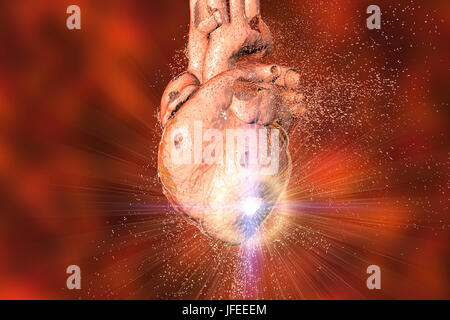 Heart destruction. Conceptual computer illustration that can be used to ...
