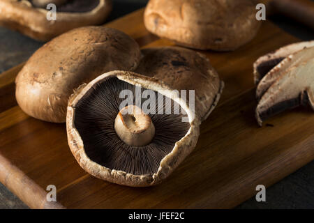 Healthy Organic Raw Portobello Mushroom Caps Ready to Eat Stock Photo