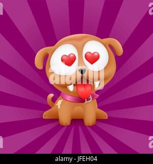 Puppy in love vector character sitting Stock Vector