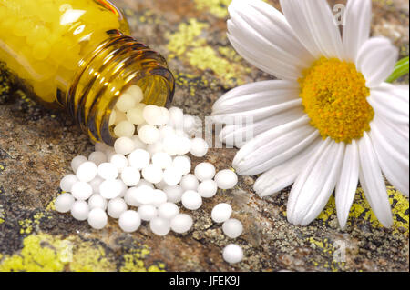 Alternative medicine and nature medicine with homoeopathic Globulis Stock Photo