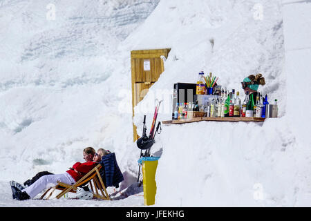 The igloo village, bar and hotel on Zugspitze, alps, Bavaria, Germany, Europe Stock Photo