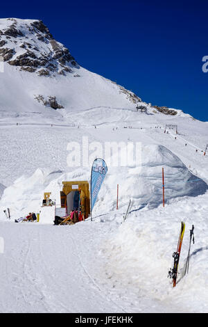 The igloo village, bar and hotel on Zugspitze, alps, Bavaria, Germany, Europe Stock Photo