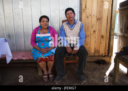 Chile, Araucania, Alto bio bio, Mapuche, married couple, Stock Photo