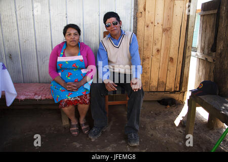 Chile, Araucania, Alto bio bio, Mapuche, married couple, Stock Photo