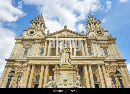 UK, London city, UK, London city, St. Paul Cathedral, Queen Anne Monument Stock Photo